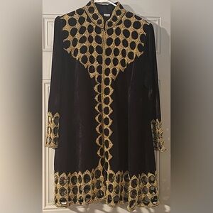 Vintage Amor Women Velvet Beaded Jacket Purple Size:Large